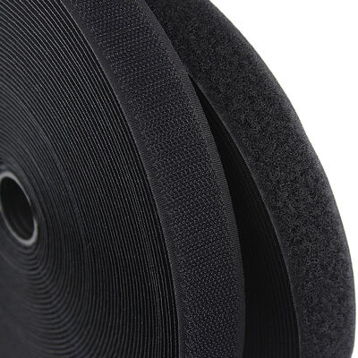 25mm Black Hook and Loop Tape Multipurpose Self-adhesive Fastener Strips for Crafts, Home & Office
