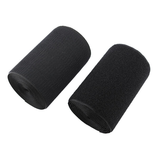 Black and white color hook and loop fastener, non-adhesive male and female buckle, sewing type sticky tape, nylon hook and loop